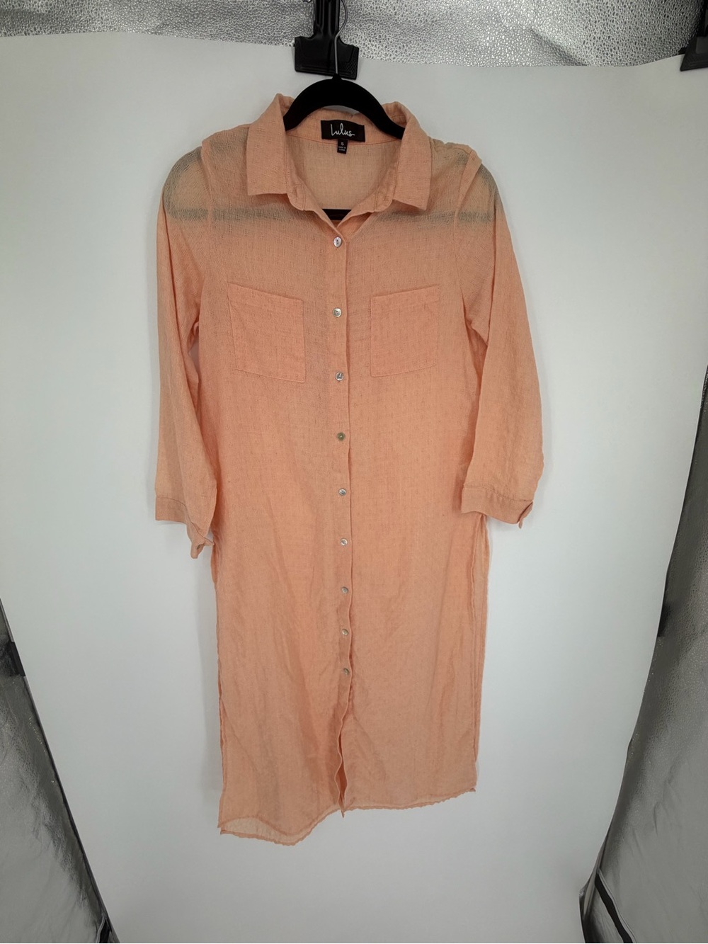 Vivid Peach Button-Down Shirt Dress by Lulu's size small